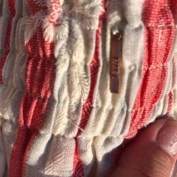 Misa Los Angeles Striped Off The Shoulder Smocked Embroidered Boho Top - Picture 9 of 10